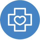 ICON - medical cross with heart (specialty care icon)