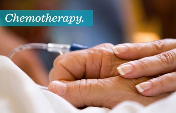 chemotherapy lung cancer patient's hand with IV