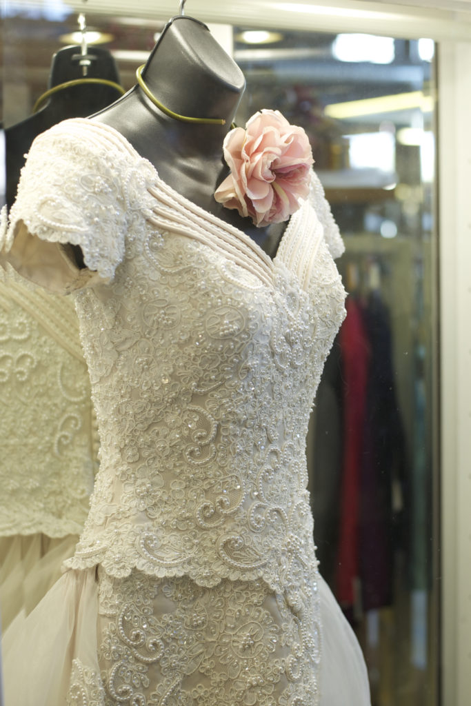 dress with flower on display