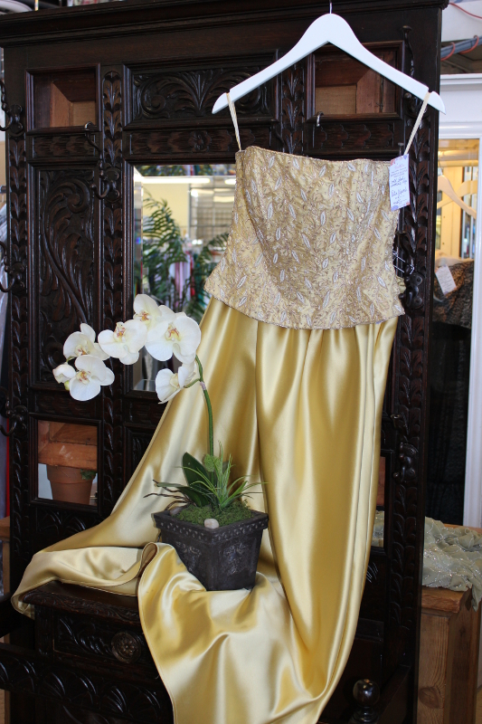 gold dress on display