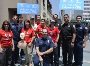 Huntington Hospital partners with Pasadena Fire Department and the American Heart Association provides Hands-Only CPR Training