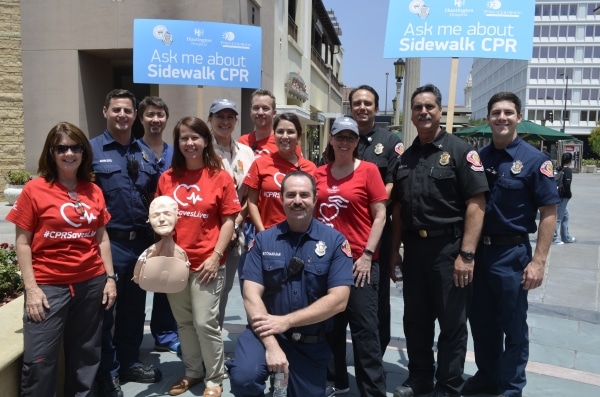 Huntington Hospital partners with Pasadena Fire Department and the American Heart Association provides Hands-Only CPR Training