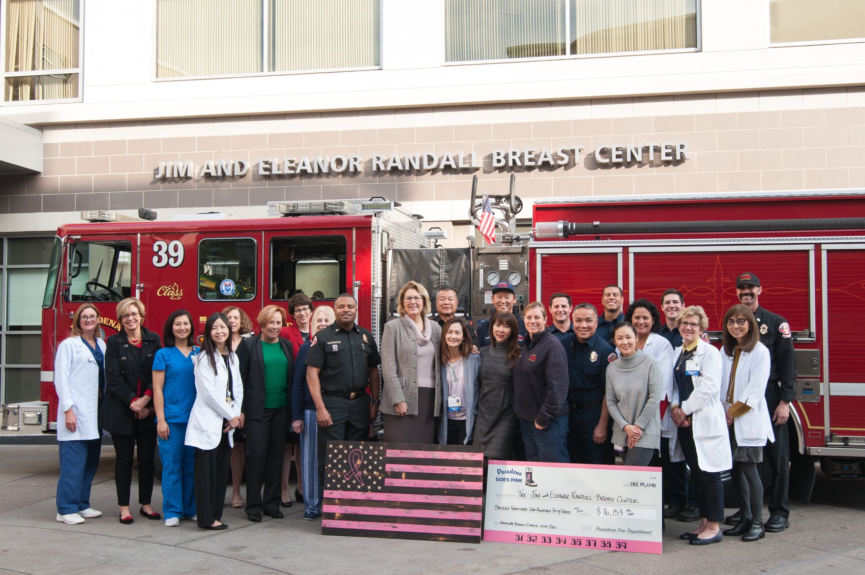 Pasadena Fire Department’s “Pasadena Goes Pink” fundraising donates over $16,000 to the Jim and Eleanor Randall Breast Center