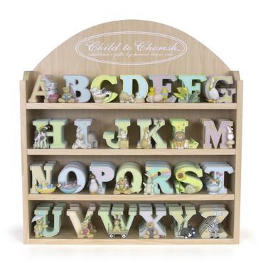 Wooden Alphabet blocks on a shelf