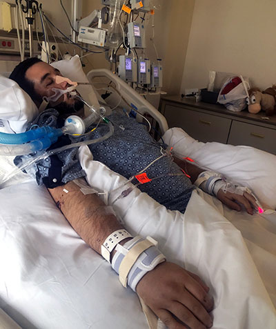 Jonathan Barba at Huntington Hospital after a car accident