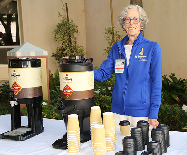 Huntington Hospital volunteer, serving coffee