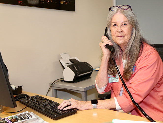 Huntington Hospital volunteer, answering phones
