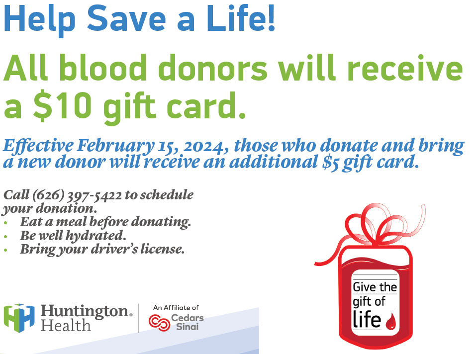 All blood donors will receive a $10 gift card