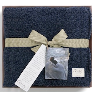 "giving blanket" knitted navy