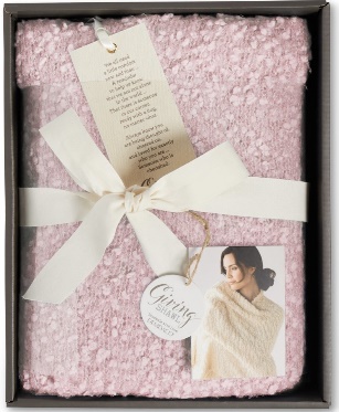 pink "giving shawl" knitted