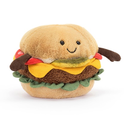 stuffed smiling hamburger