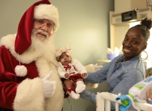 Santa Teams Up with Pasadena Police Department for High-Flying Surprise for Kids and Babies at Huntington Health