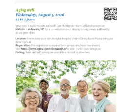 Flyer for in-person talk by Dr. Lakdawala on geriatric health.