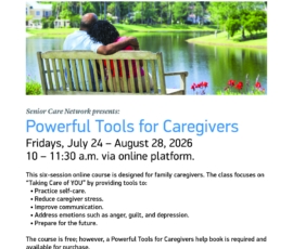 Flyer for a six-session online course for family caregivers.