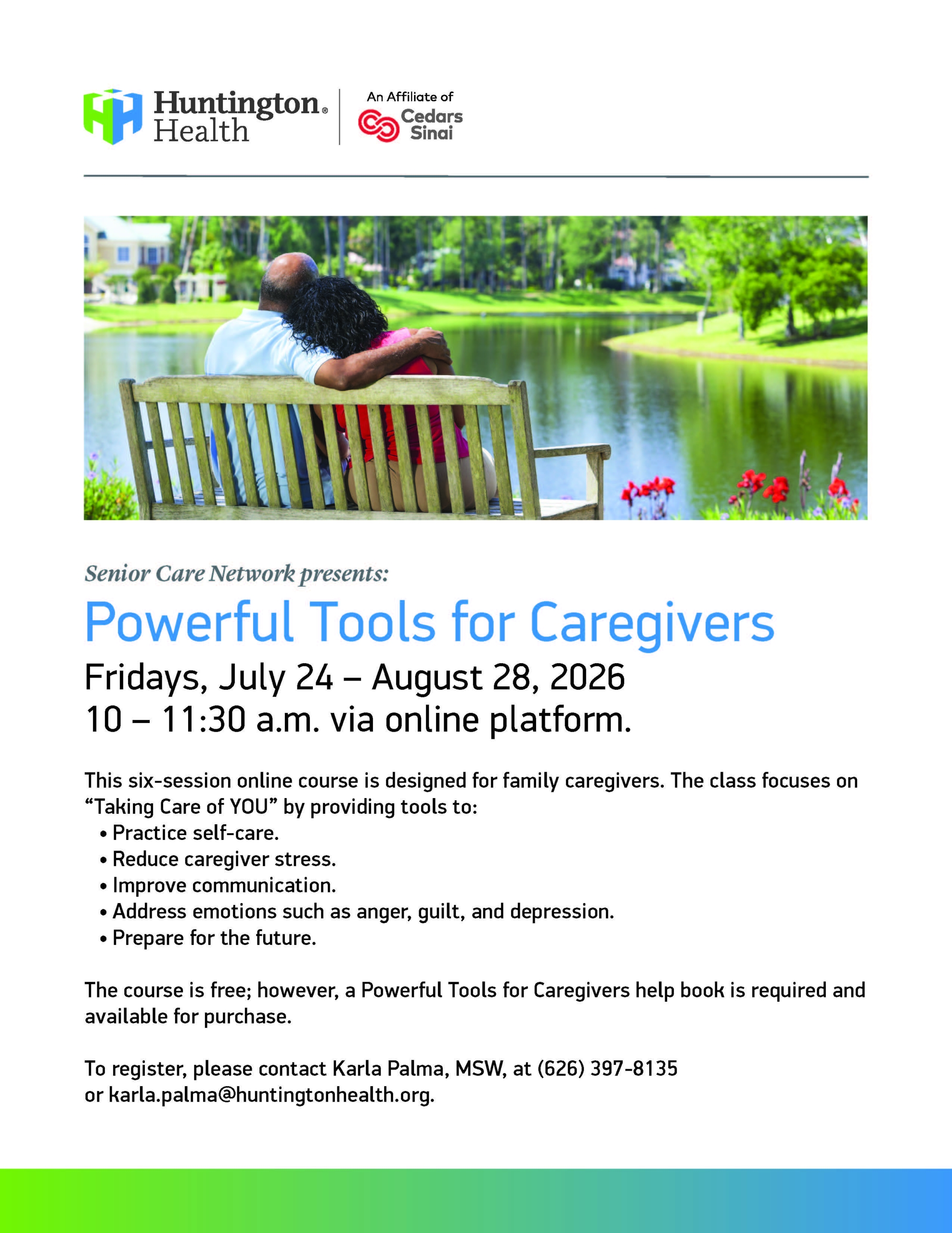 Flyer for a six-session online course for family caregivers.